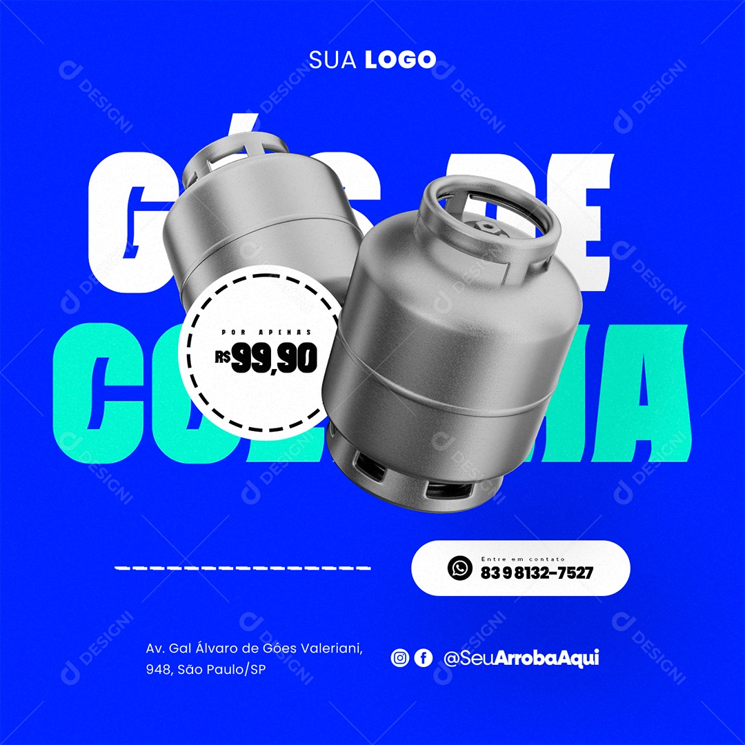 Distribuidora de Gás Gás de Cozinha Supermercado Social Media PSD Editável
