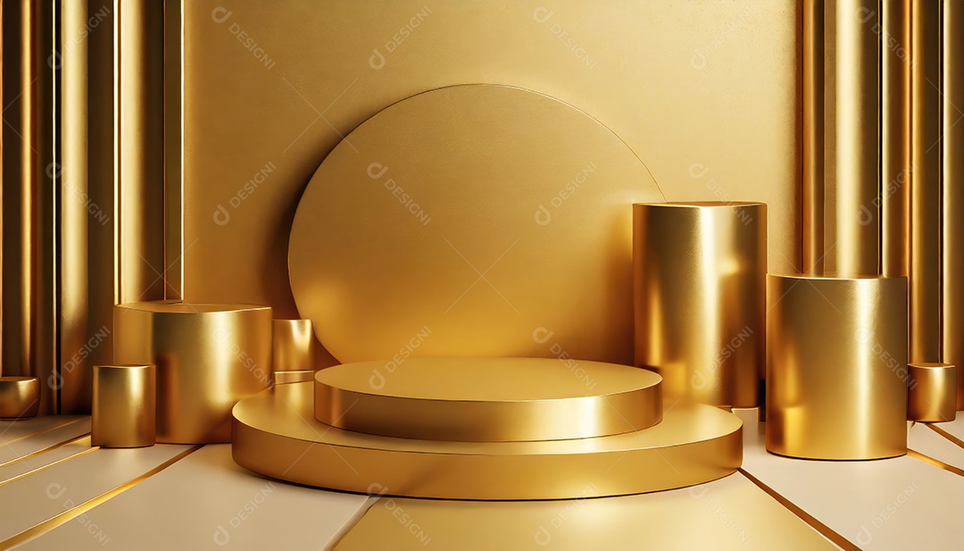 Pódio de exposição de produtos com sombra de folhas naturais no fundo da parede