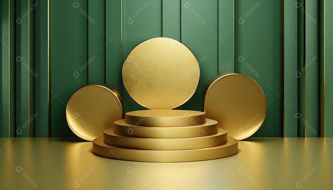 Pódio de exposição de produtos com sombra de folhas naturais no fundo da parede