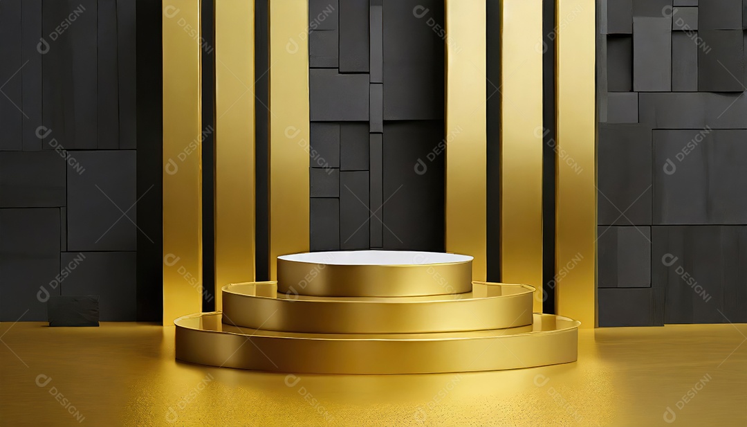 Pódio de exposição de produtos com sombra de folhas naturais no fundo da parede