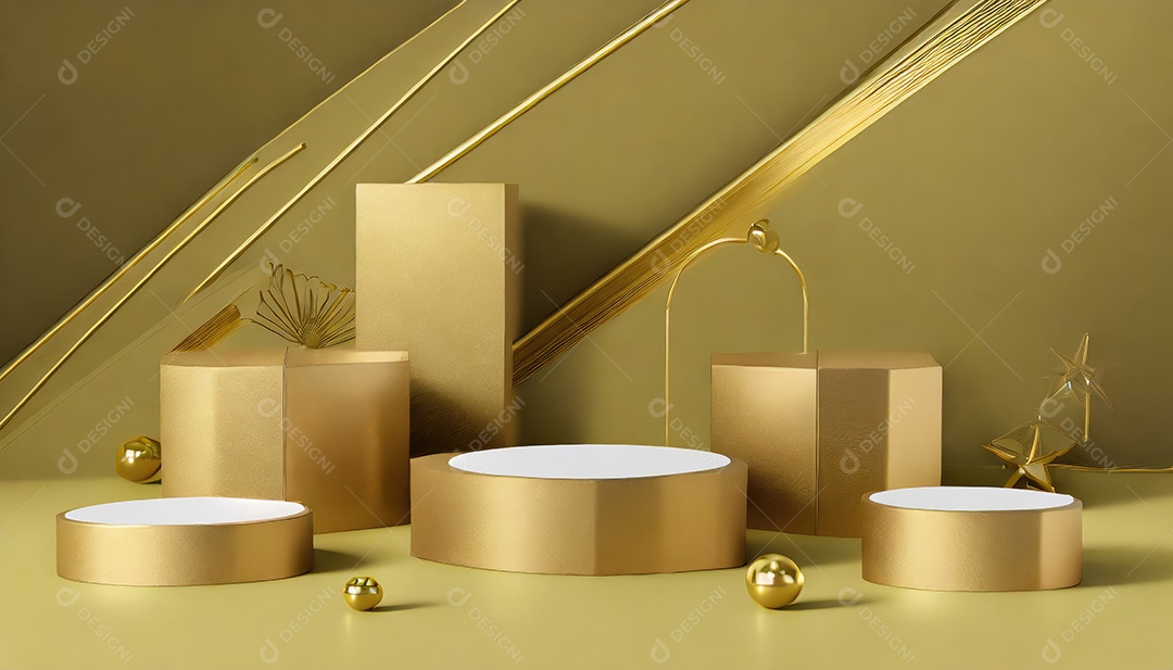 Pódio de exposição de produtos com sombra de folhas naturais no fundo da parede