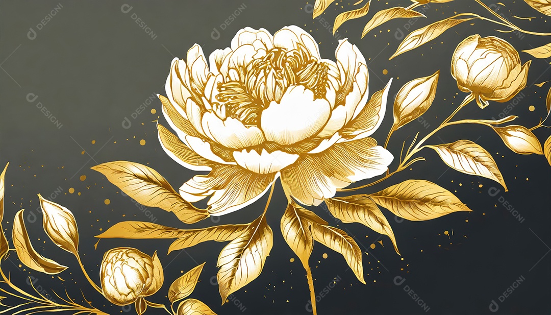 Lindas flores douradas sobre um fundo isolado