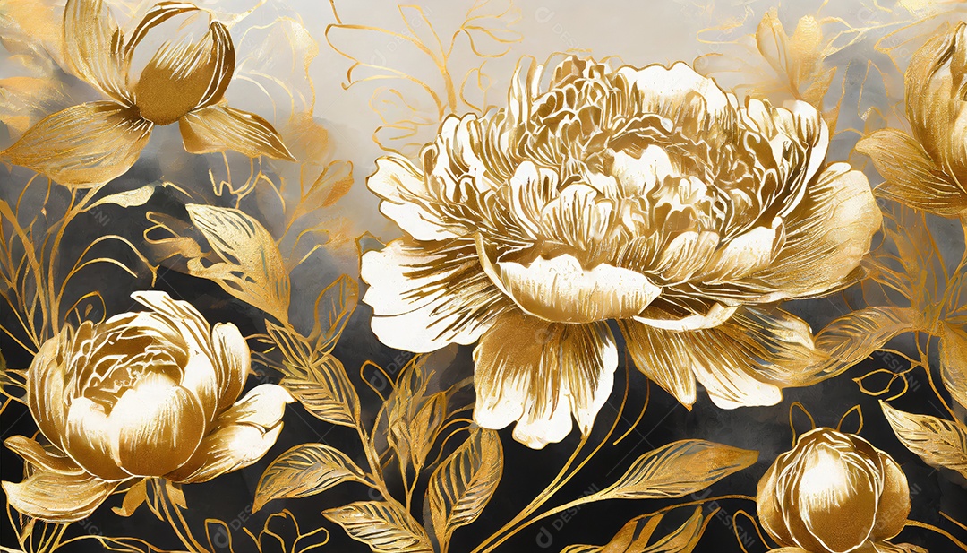 Lindas flores douradas sobre um fundo isolado