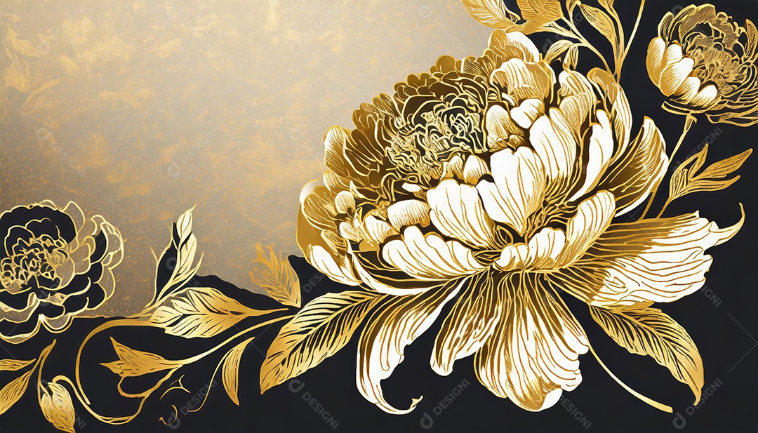 Lindas flores douradas sobre um fundo isolado