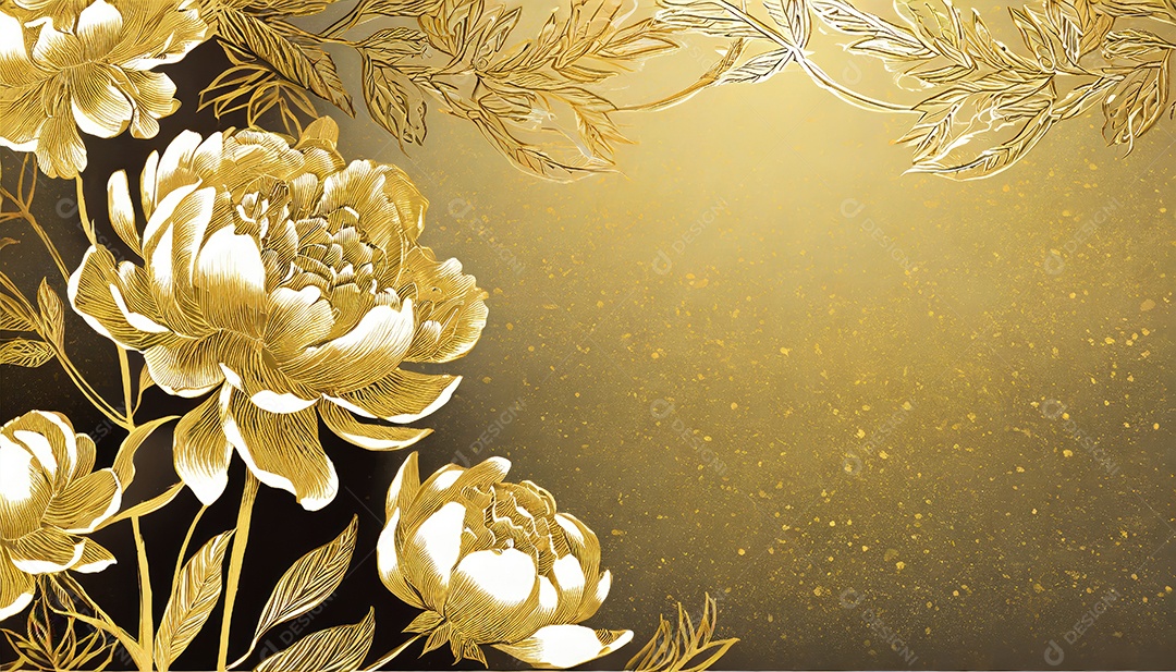 Lindas flores douradas sobre um fundo isolado