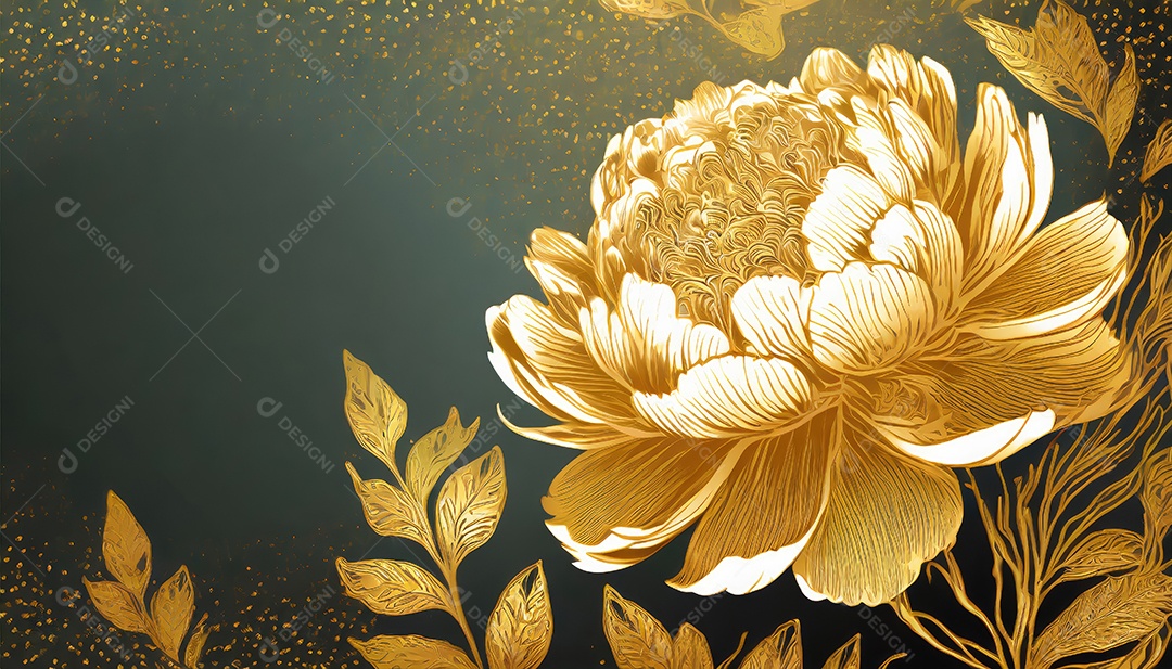 Lindas flores douradas sobre um fundo isolado