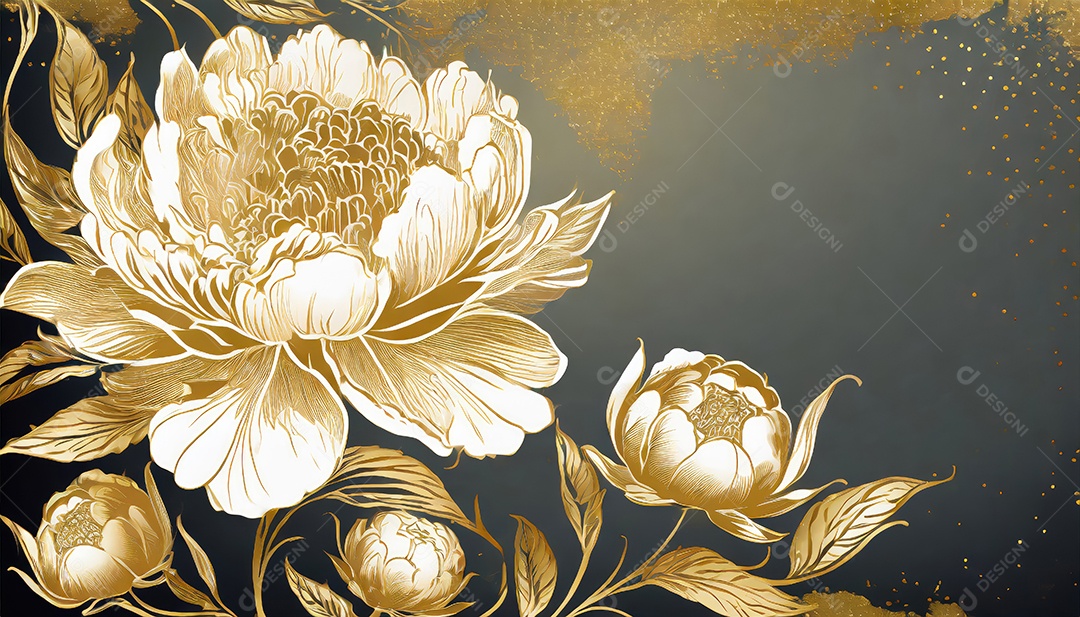 Lindas flores douradas sobre um fundo isolado