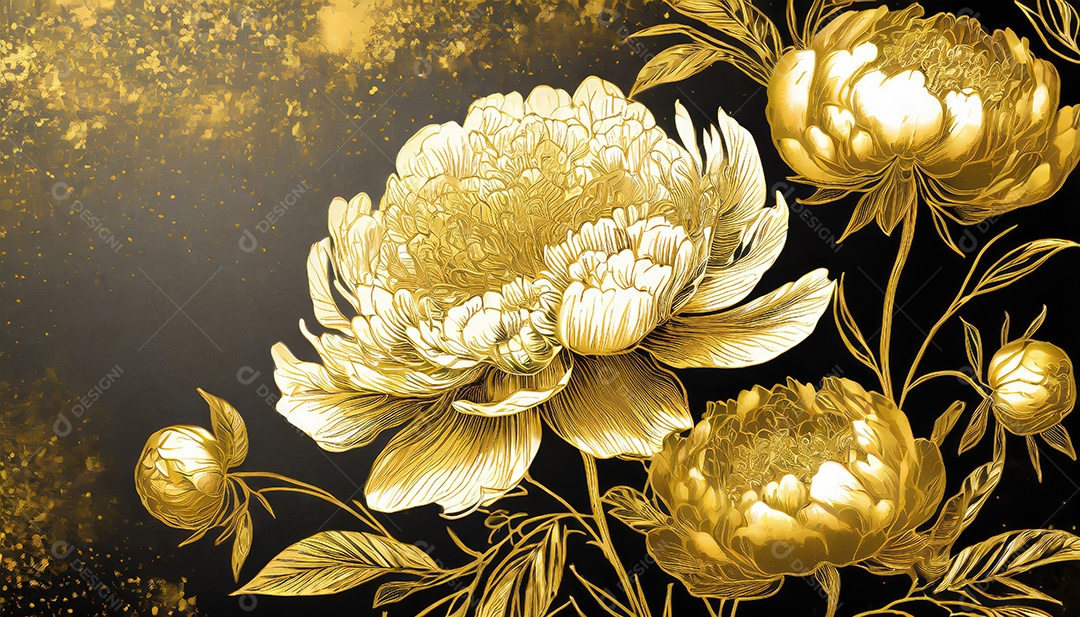 Lindas flores douradas sobre um fundo isolado