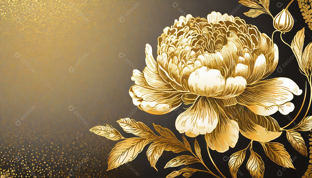 Lindas flores douradas sobre um fundo isolado