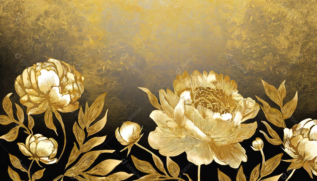 Lindas flores douradas sobre um fundo isolado