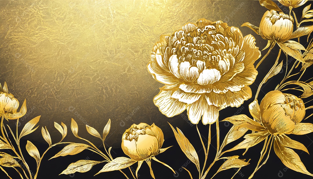 Lindas flores douradas sobre um fundo isolado