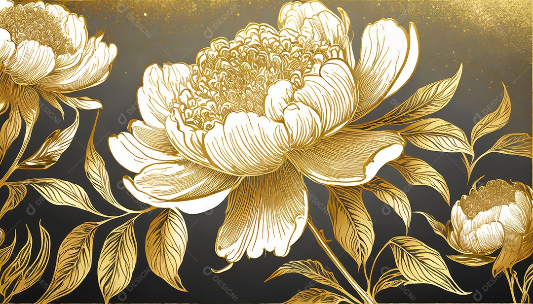 Lindas flores douradas sobre um fundo isolado