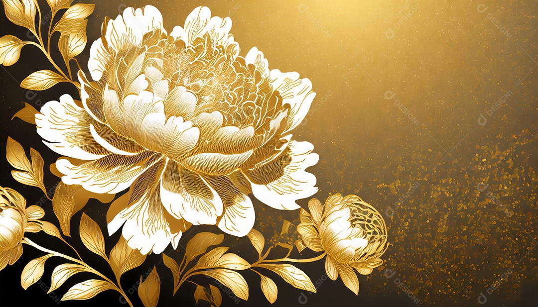 Lindas flores douradas sobre um fundo isolado