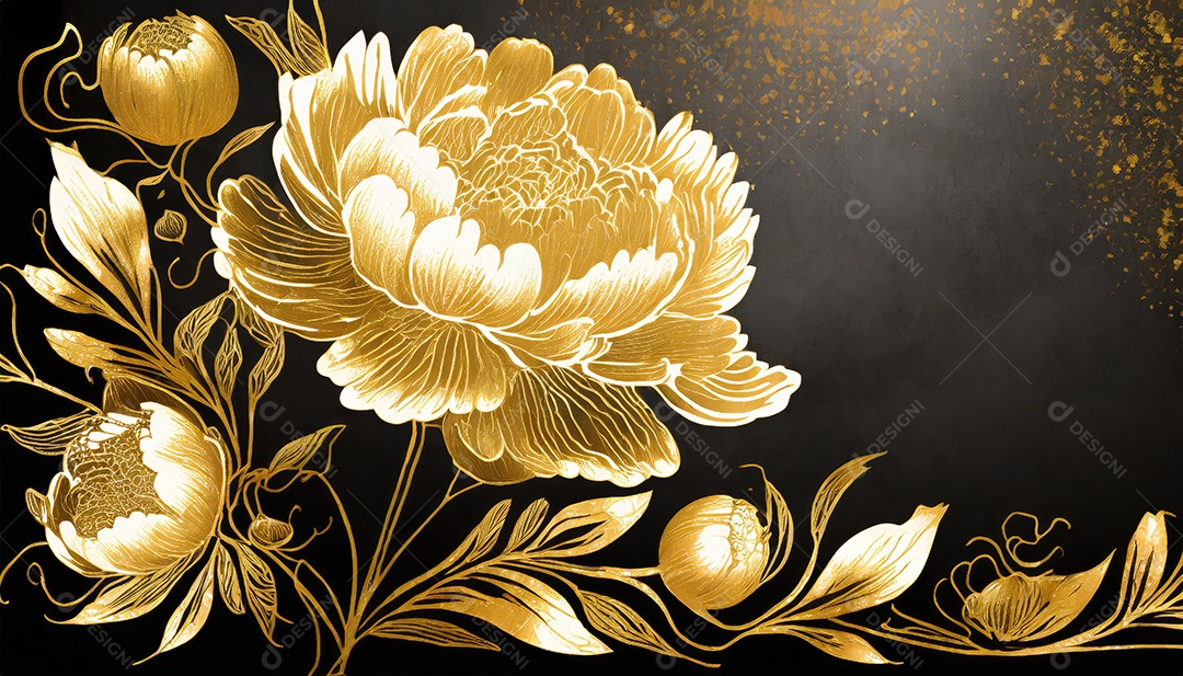 Lindas flores douradas sobre um fundo escuro