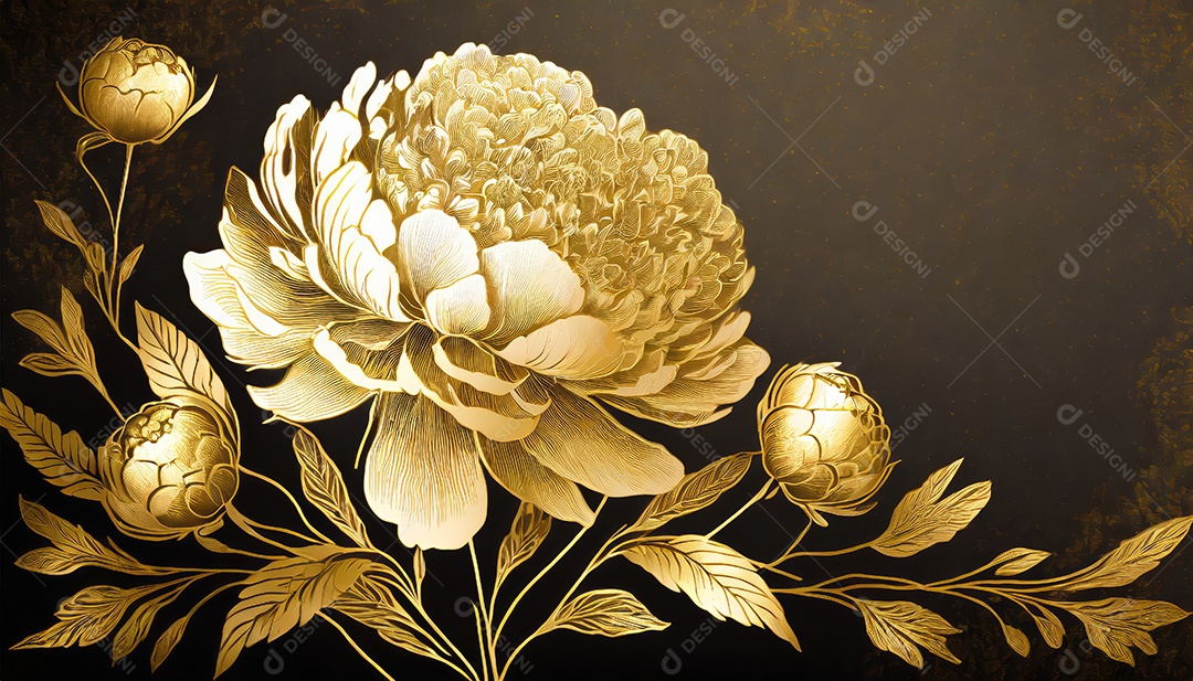 Lindas flores douradas sobre um fundo isolado