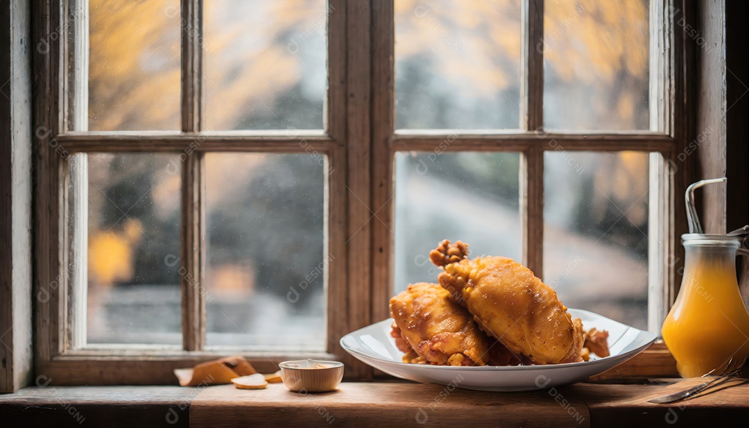 Delicioso frango à milanesa frito no prato.