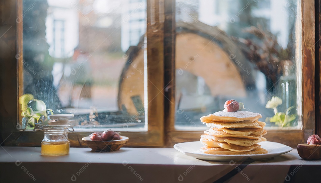 Waffles belgas caseiros servidos em um prato.