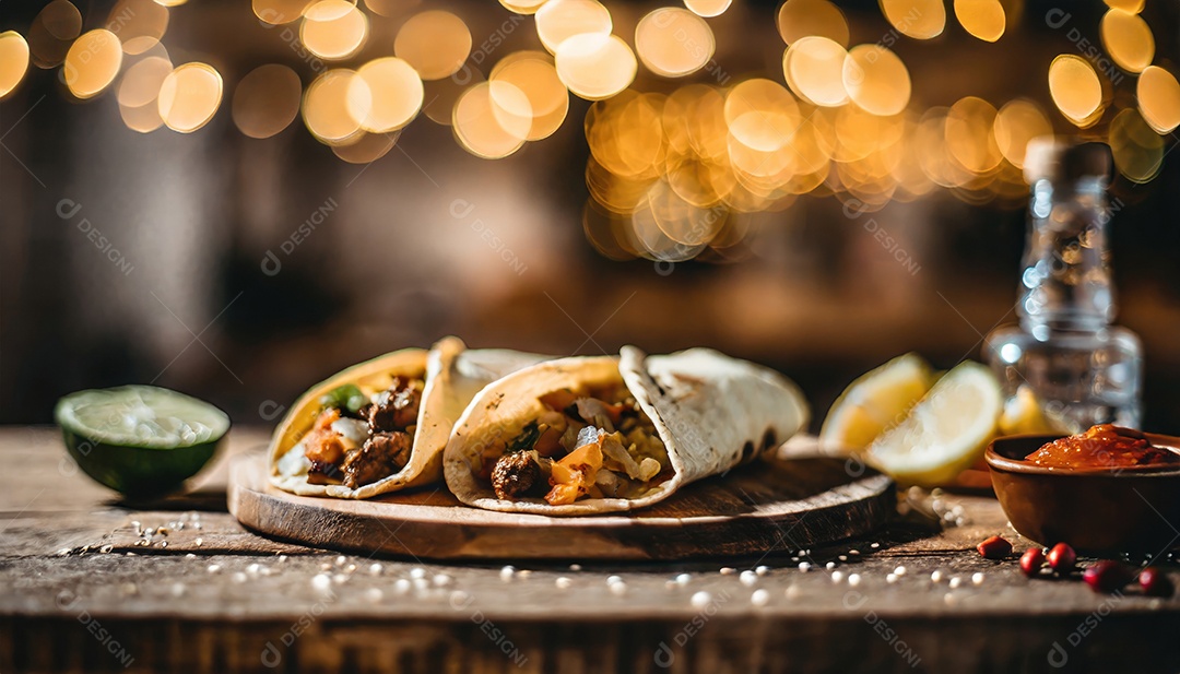 Taco com uma variedade de ingredientes.