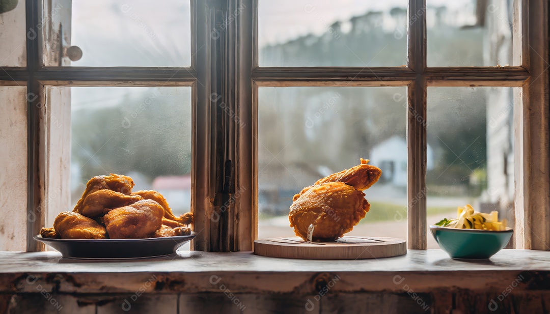 Frango à milanesa frito no prato.