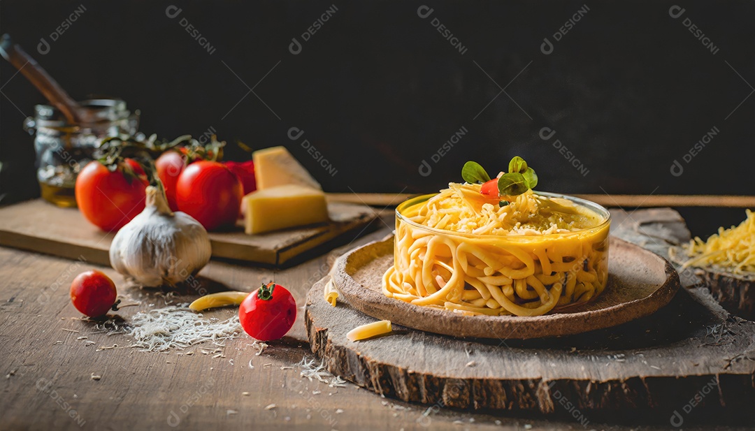 Macarrão americano com queijo.
