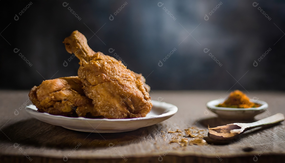 Frango à milanesa frito.