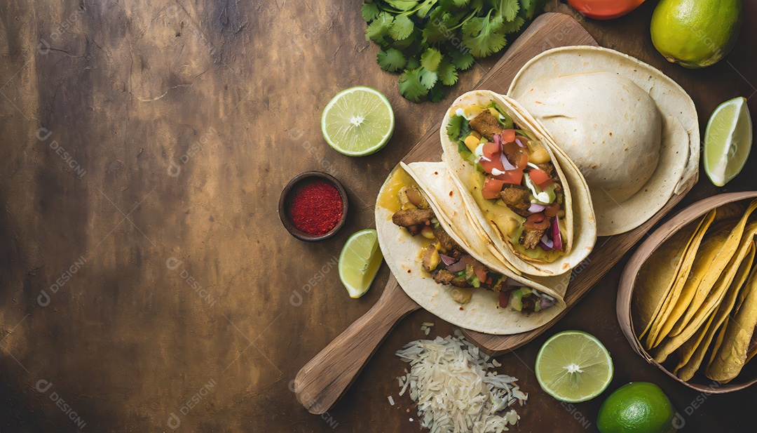 Taco com uma variedade de ingredientes.