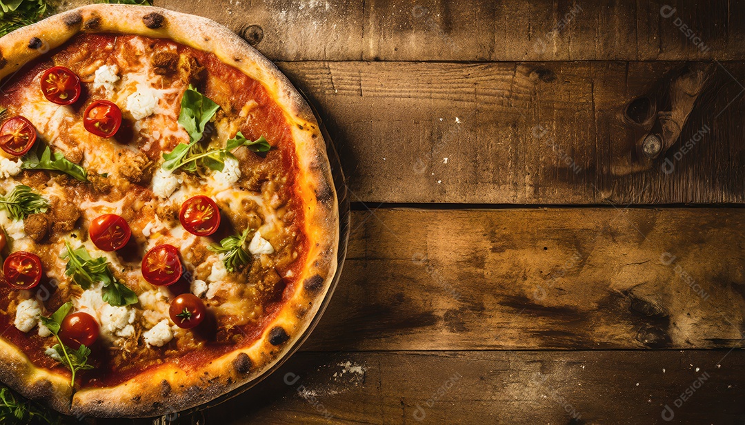 Pizza Margherita em fundo de madeira, Pizza Margarita