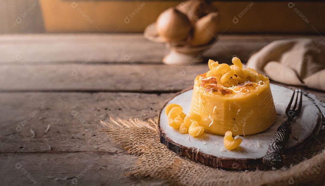 Uma tigela de delicioso macarrão com queijo