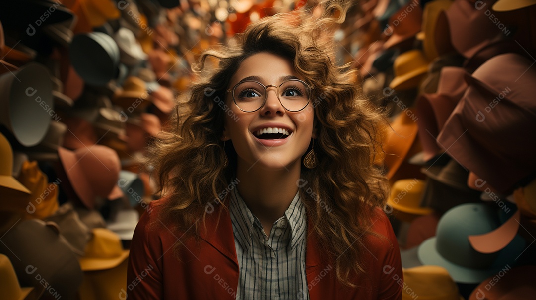 Linda mulher com cara de surpresa