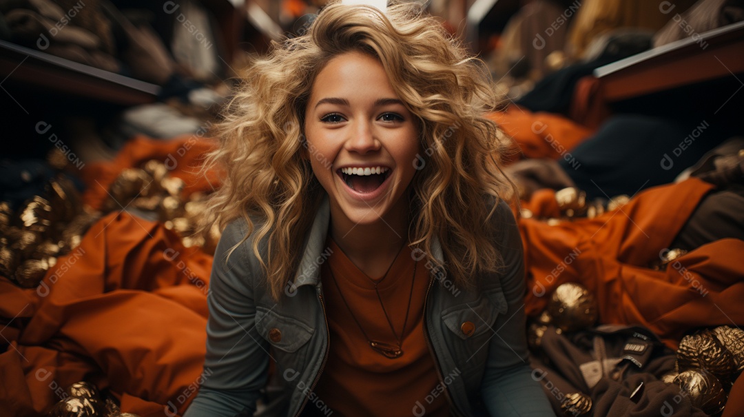 Linda mulher com cara de surpresa