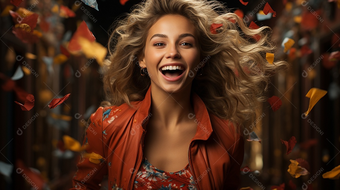 Linda mulher com cara de surpresa