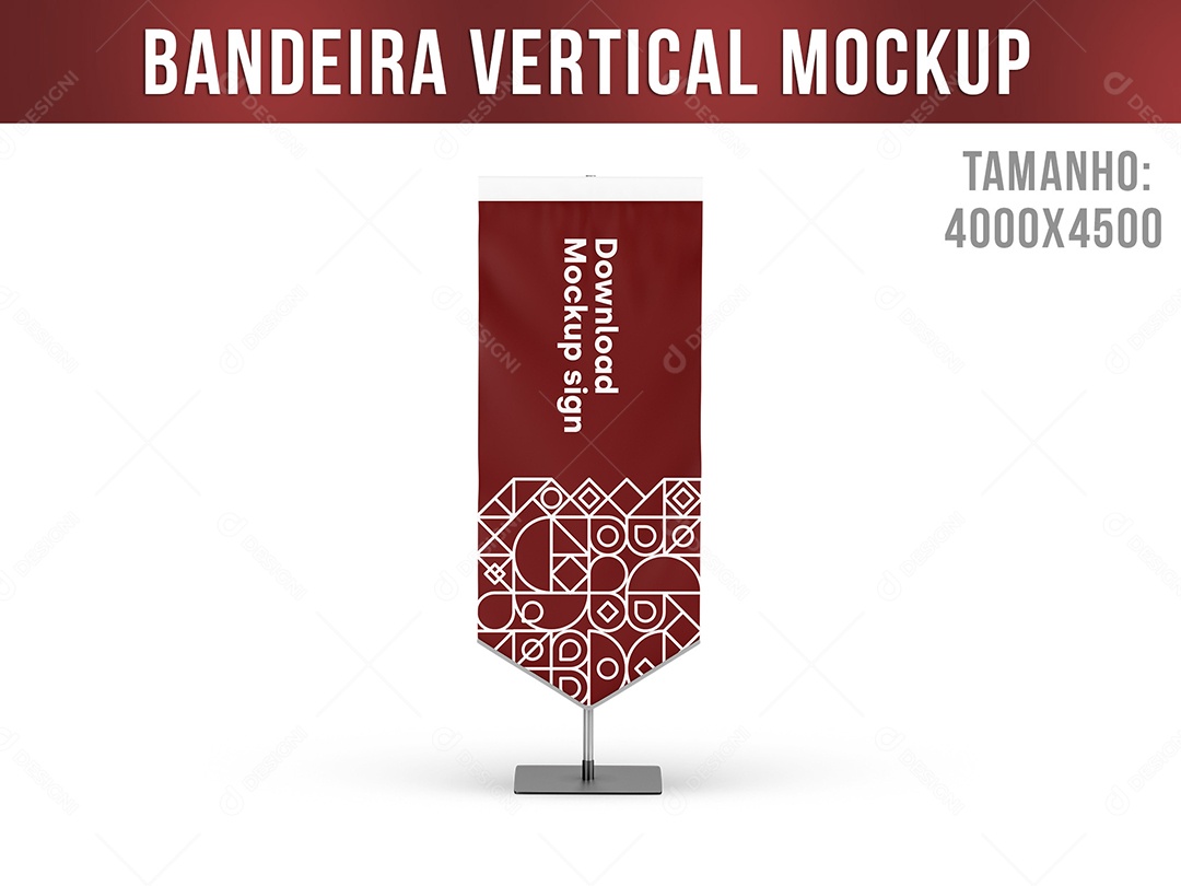 Bandeira Vertical Mockup PSD Editáve