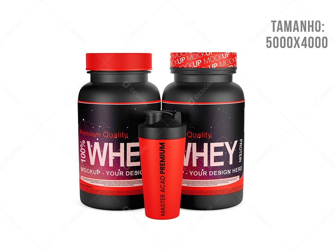 Copo e Potes De Whey Mockup PSD Editável