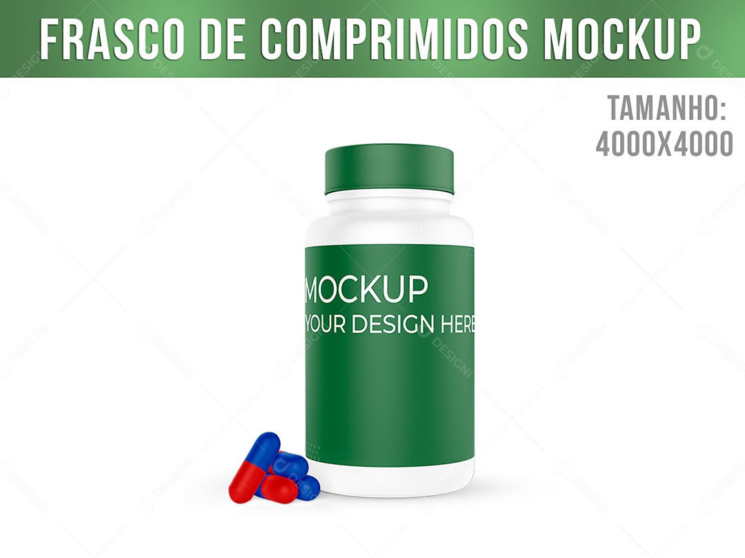 Frasco De Comprimidos Mockup PSD Editável