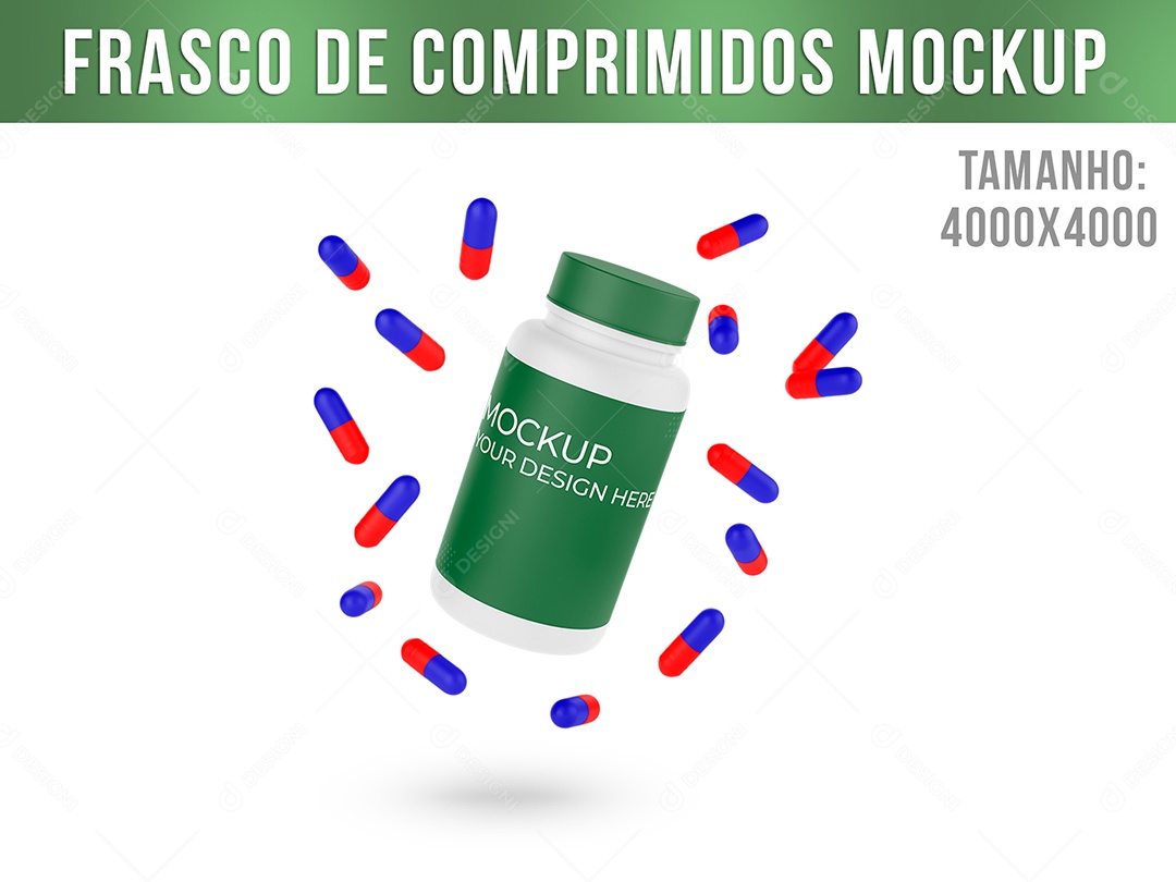 Frasco De Comprimidos Mockup PSD Editável