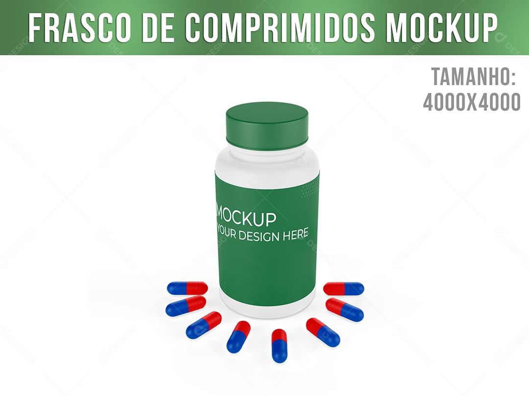 Frasco De Comprimidos Mockup PSD Editável