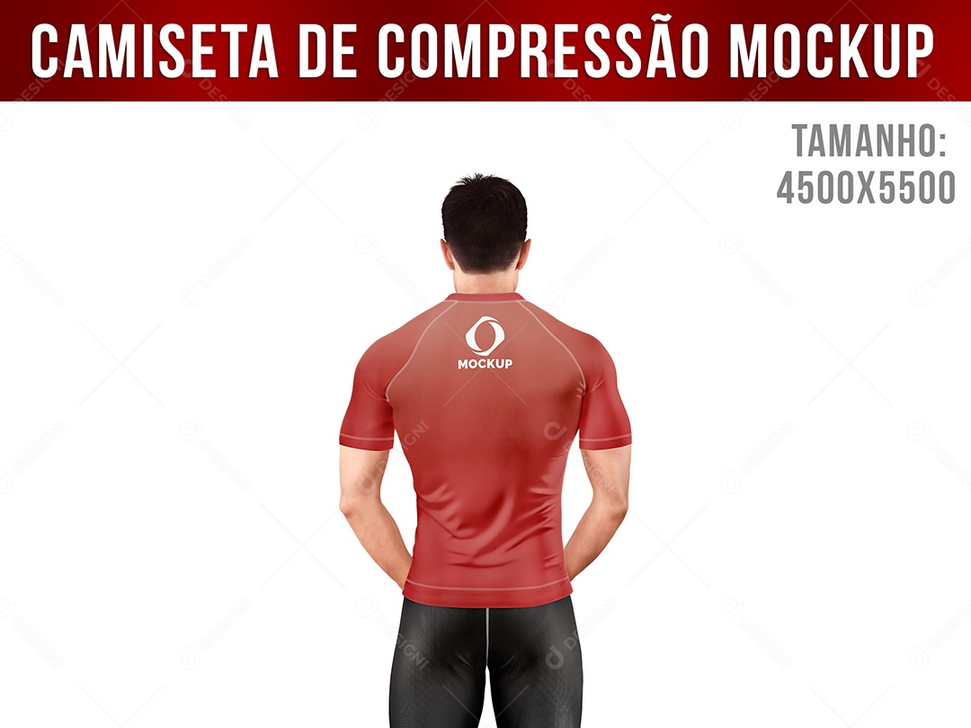 Camiseta De Compressão Manga Costas Frente Mockup PSD Editável