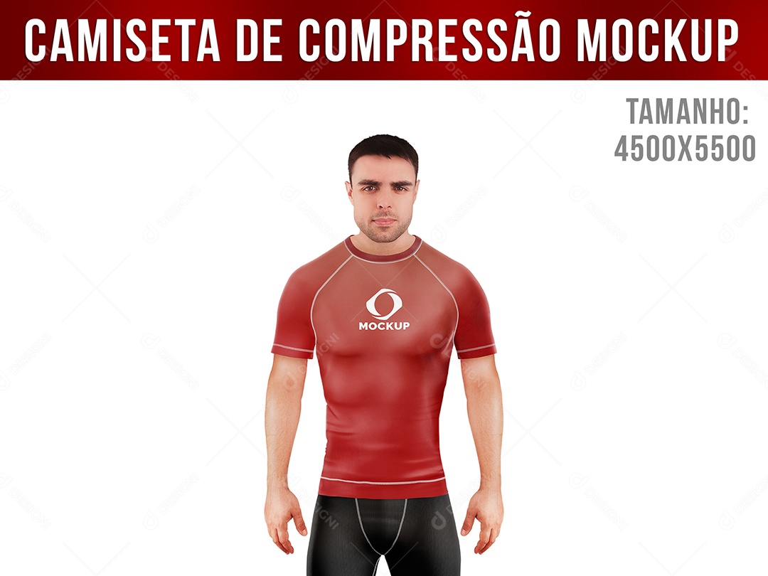 Camiseta De Compressão Manga Curta Frente Mockup PSD Editável