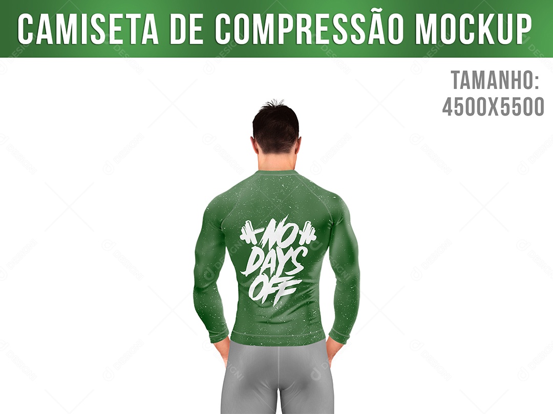 Camiseta De Compressão Manga Longa Costas Mockup PSD Editável