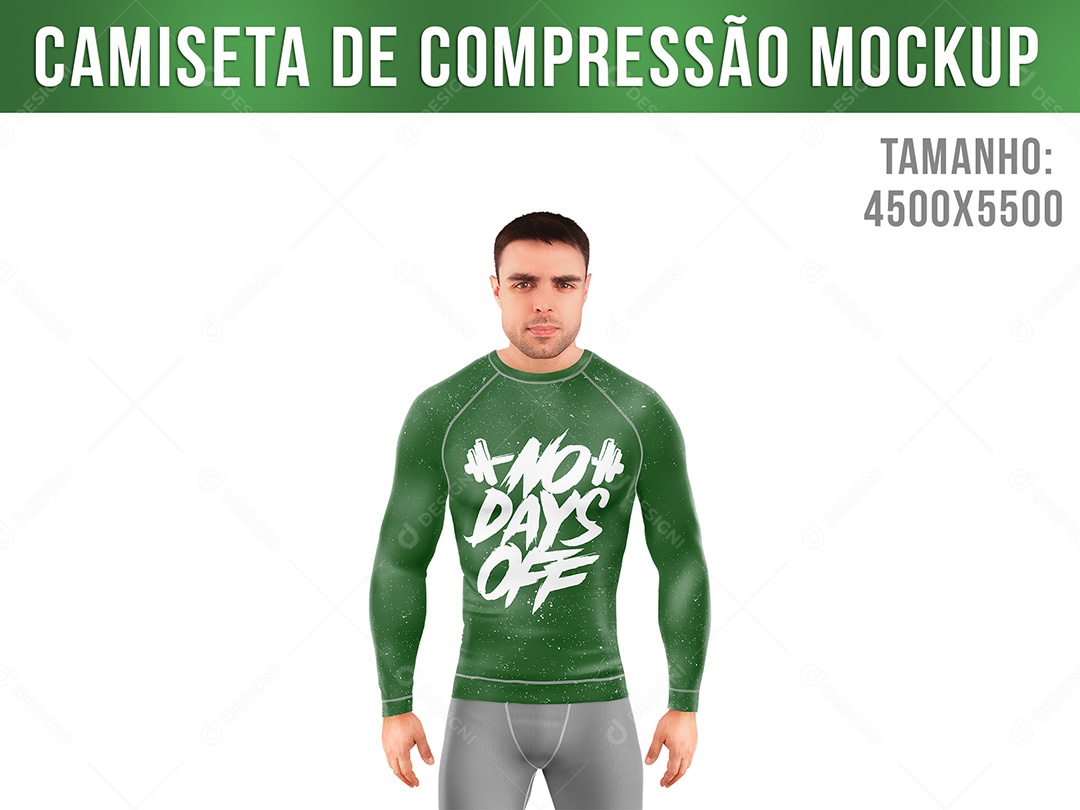 Camiseta De Compressão Manga Longa Frente Mockup PSD Editável