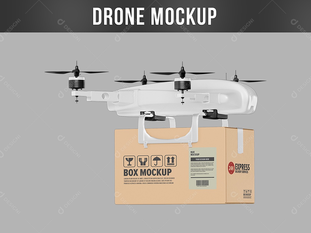 Drone e Caixa Mockup PSD Editável