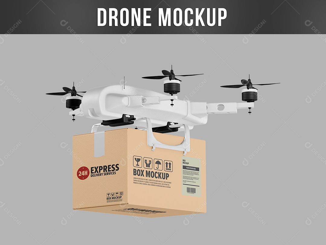 Drone e Caixa Mockup PSD Editável