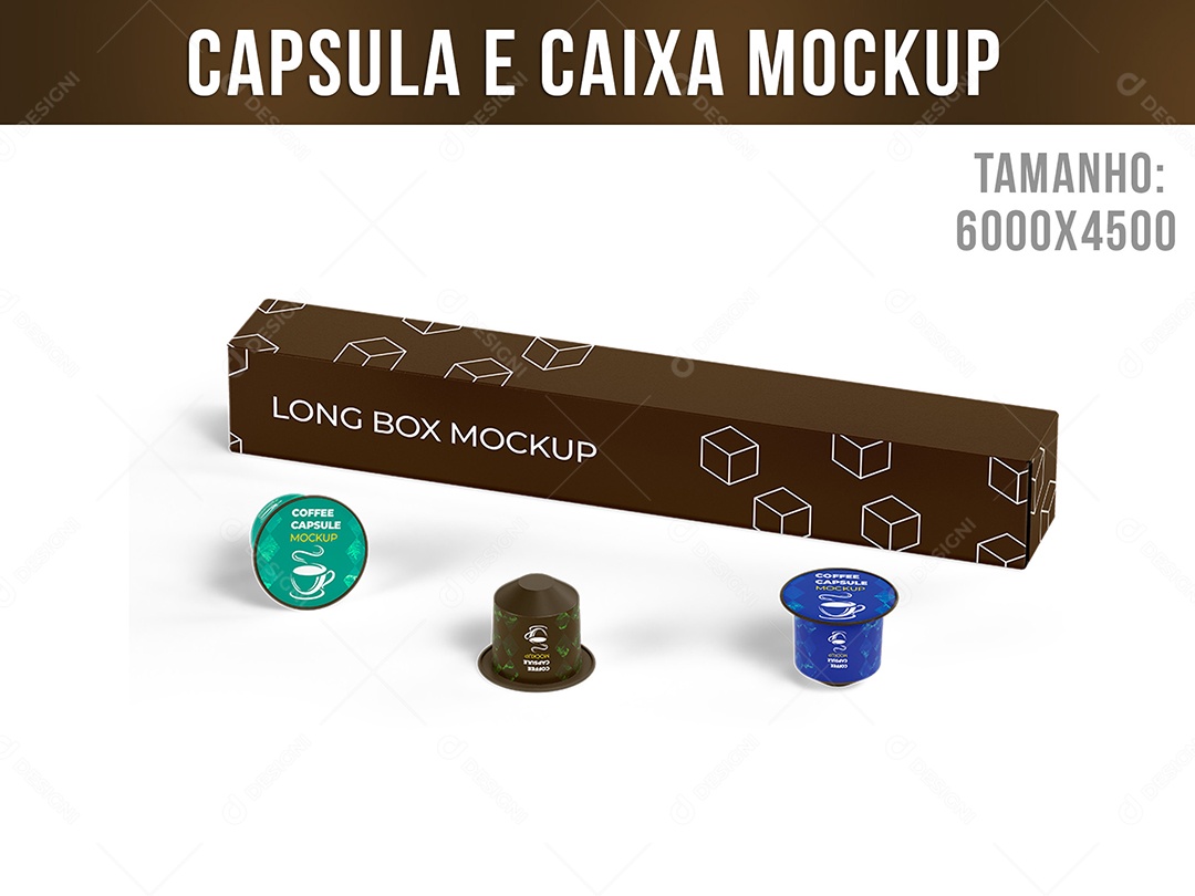 Capsula e Caixa Café Mockup PSD Editável