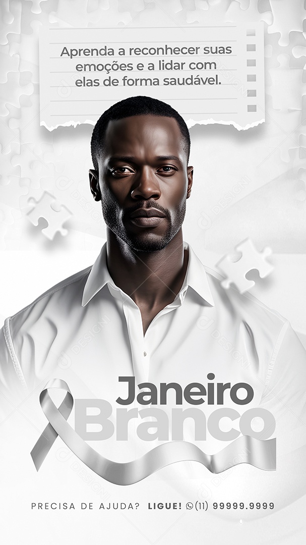 Story Janeiro Branco Aprenda a Reconhecer suas Emoções e a Lidar com Elas de Forma Saudável Social Media PSD Editável