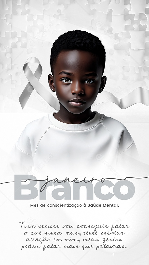 Story Janeiro Branco Meus Gestos Podem Falar Mais que Palavras Social Media PSD Editável