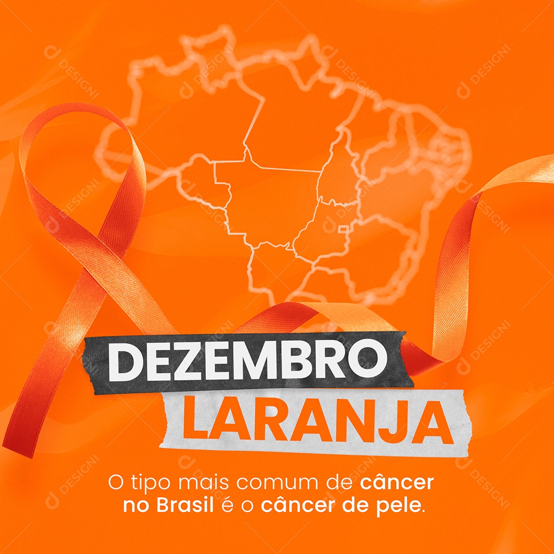 December Orange Feed: The Most Common Type of Cancer in Brazil Editable Social Media PSD