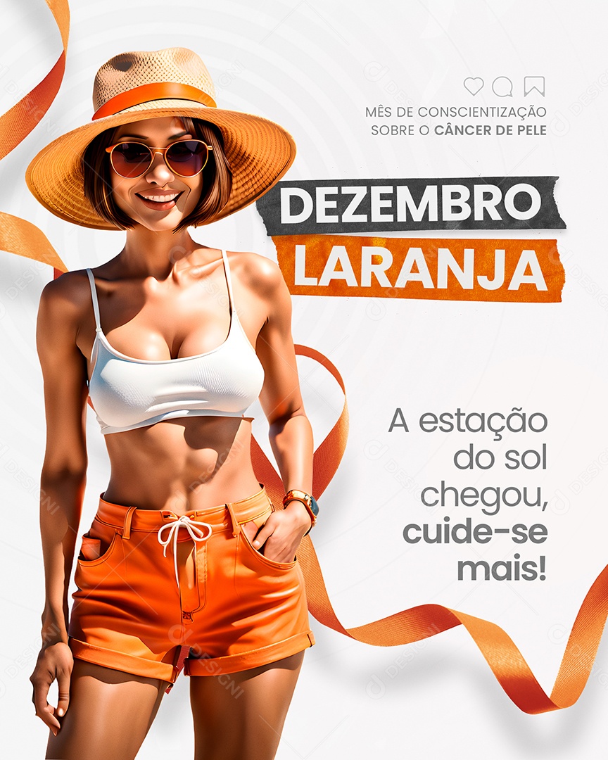 Dezembro Laranja a Estação do Sol Chegou Cuide-se Mais Social Media PSD Editável
