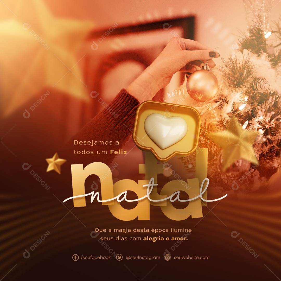 Social Media Feed Feliz Natal Alegria e Amor PSD Editável