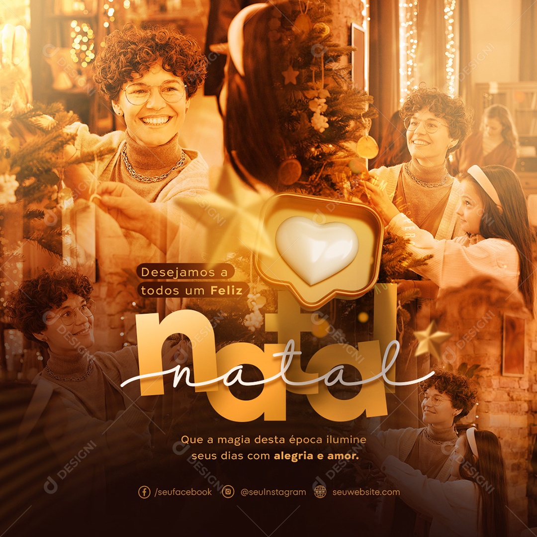 Social Media Alegria e Amor Desejamos a Todos um Feliz Natal PSD Editável