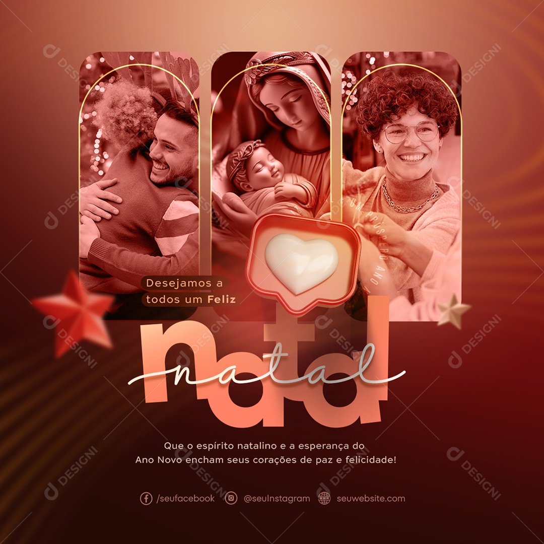 Desejamos a Todos um Feliz Natal Social Media PSD Editável